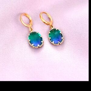 Earrings blue and green crystal